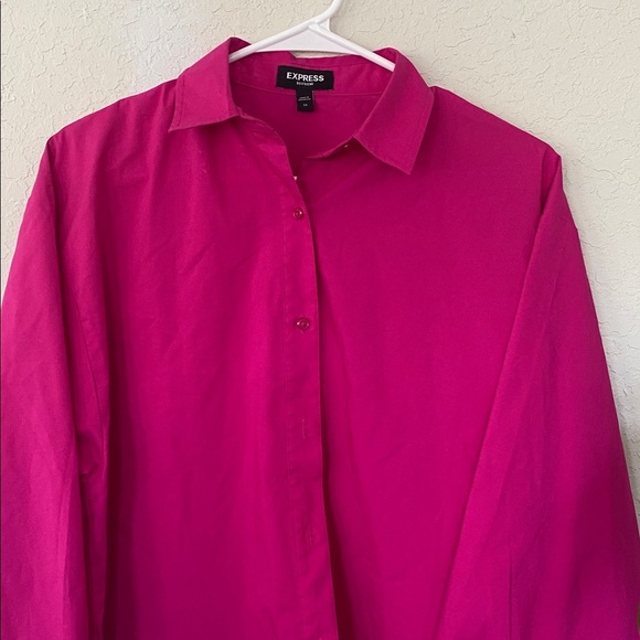 Preppy Express Magenta Button-Up Blouse, Office Wear - Picture 2 of 4